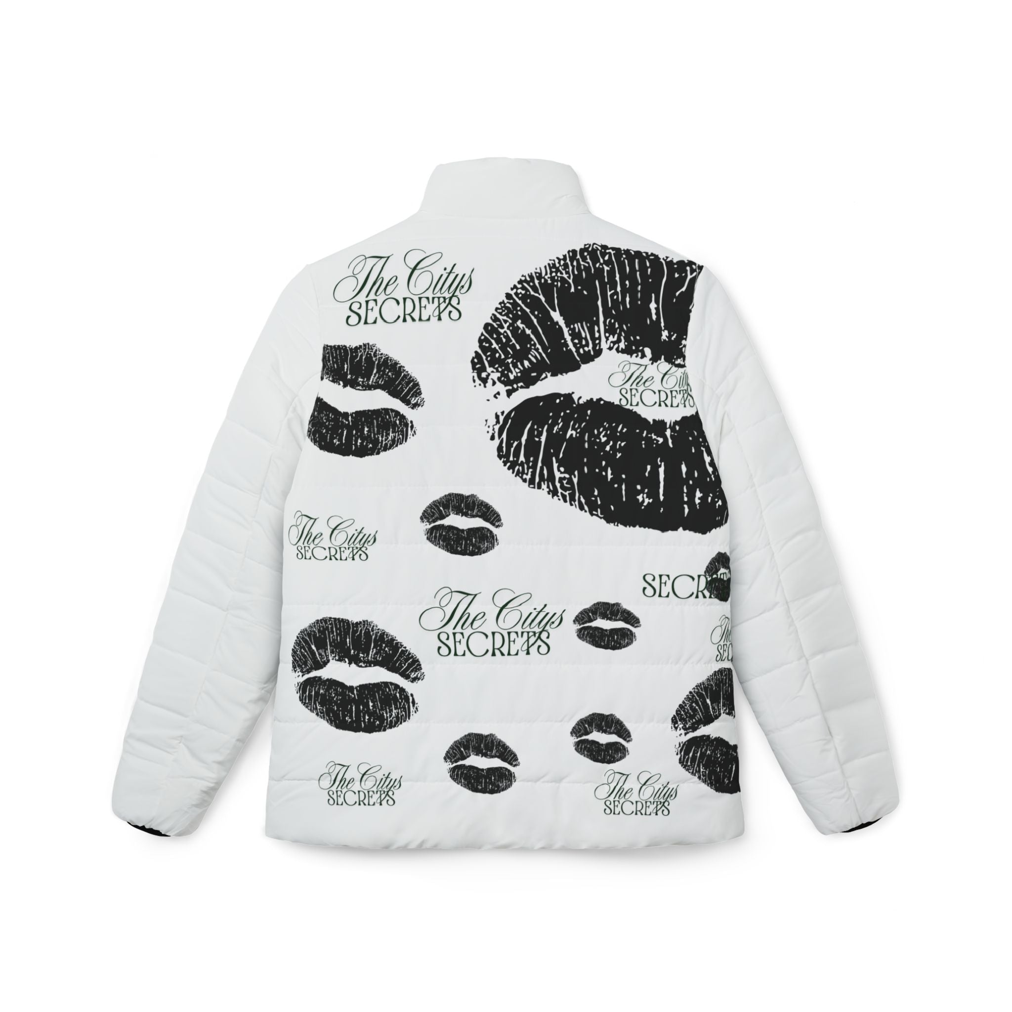 Dark Lip Print Women’s Puffer Jacket