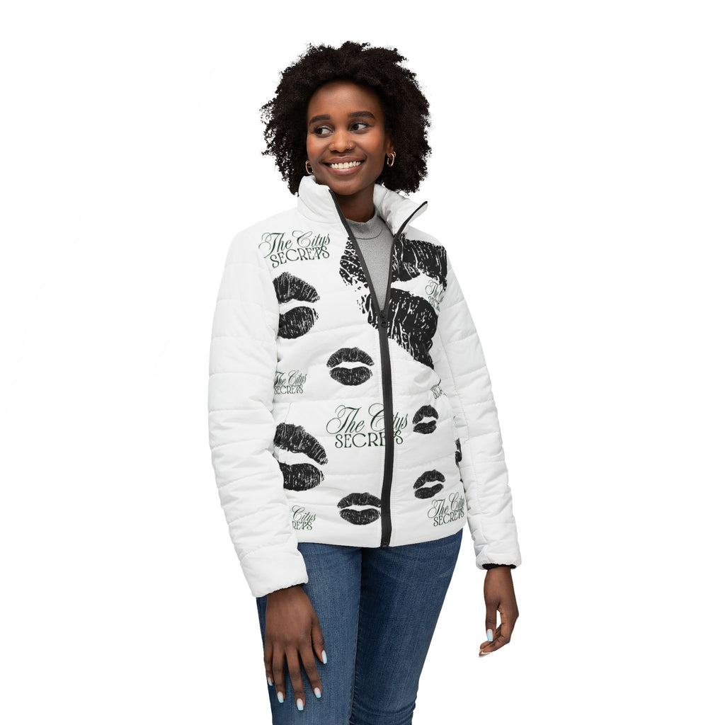 Dark Lip Print Women’s Puffer Jacket