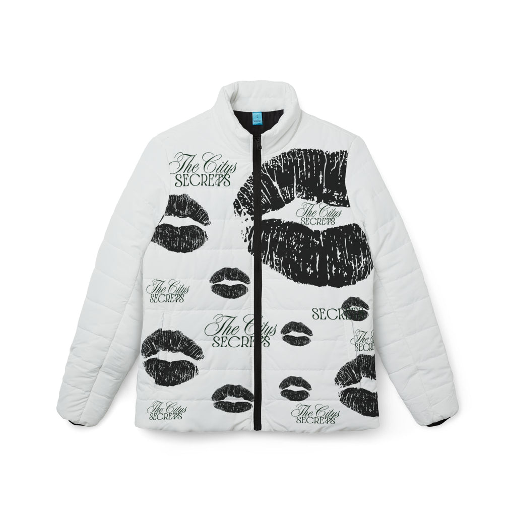 Dark Lip Print Women’s Puffer Jacket